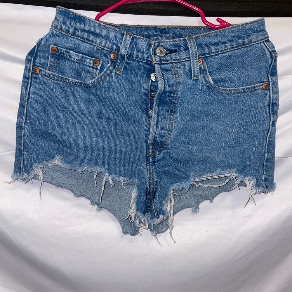 Levi's Blue Distressed Jean Shorts
